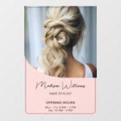 Autocollant Pour Fenêtre Heures d'ouverture du salon de coiffure (Feuille)