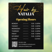 Autocollant Pour Fenêtre Heures d'ouverture du salon de coiffure Elegant Go (Feuille 3)