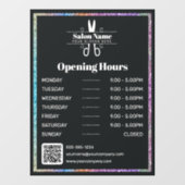 Autocollant Pour Fenêtre Heures d'ouverture du salon de coiffure Stylish Ra (Feuille)