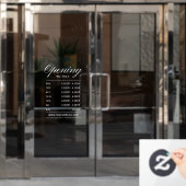 Autocollant Pour Fenêtre Heures d'ouverture du script blanc moderne (Porte de bureau)