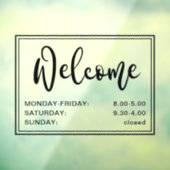 Autocollant Pour Fenêtre Heures d'ouverture du script d'accueil noir transp (Feuille 3)