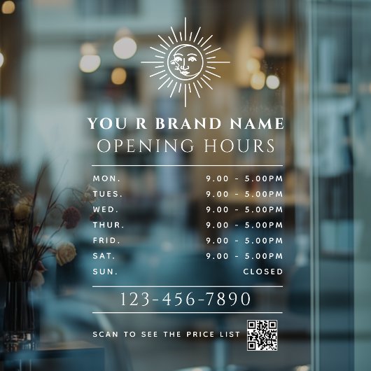 Autocollant Pour Fenêtre Heures d'ouverture du soleil céleste et de la lune