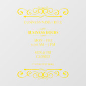 Autocollant Pour Fenêtre Heures d'ouverture élégante de Swirl Business (Feuille)