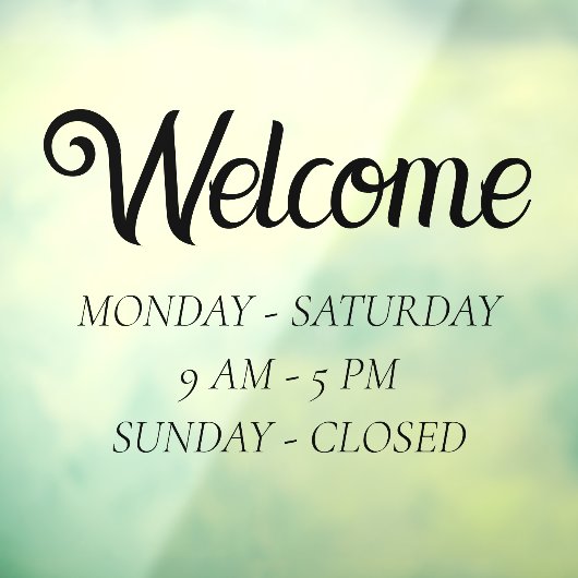 Autocollant Pour Fenêtre Heures d'ouverture élégantes | Ouverture de l'heur (Feuille 3)