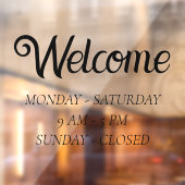 Autocollant Pour Fenêtre Heures d'ouverture élégantes | Ouverture de l'heur (Feuille 2)