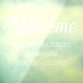 Autocollant Pour Fenêtre Heures d'ouverture élégantes | Ouverture de l'heur (Feuille 3)