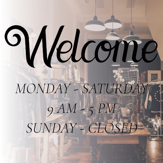 Autocollant Pour Fenêtre Heures d'ouverture élégantes | Ouverture de l'heur