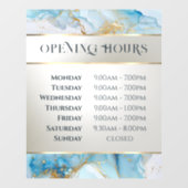 Autocollant Pour Fenêtre heures d'ouverture en marbre bleu (Feuille)