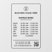 Autocollant Pour Fenêtre Heures d'ouverture en noir opaque avec logo (Feuille)