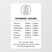 Autocollant Pour Fenêtre Heures d'ouverture Entreprise commerciale Logo de (Feuille)