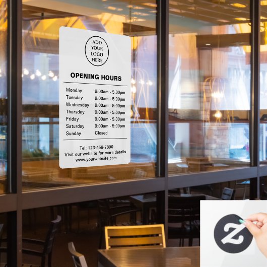 Autocollant Pour Fenêtre Heures d'ouverture Entreprise commerciale Logo de (Fenêtre du restaurant)