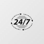 Autocollant Pour Fenêtre Heures d'ouverture Entreprise l Ouvert 24/7  (Feuille)