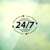 Autocollant Pour Fenêtre Heures d'ouverture Entreprise l Ouvert 24/7  (Feuille 3)