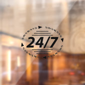 Autocollant Pour Fenêtre Heures d'ouverture Entreprise l Ouvert 24/7  (Feuille 2)