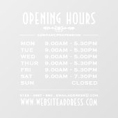 Autocollant Pour Fenêtre Heures d'ouverture et informations (Feuille)