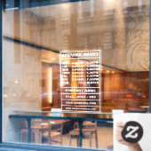 Autocollant Pour Fenêtre Heures d'ouverture et informations (Fenêtre de café)