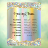 Autocollant Pour Fenêtre Heures d'ouverture Faux Paillettes Or Iridescent (Feuille 3)