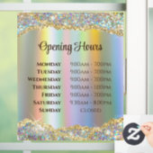 Autocollant Pour Fenêtre Heures d'ouverture Faux Paillettes Or Iridescent (Maison)