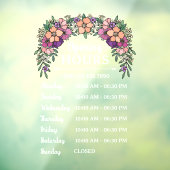 Autocollant Pour Fenêtre Heures d'ouverture Fleurie Rose et Violet Business (Feuille 3)