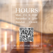 Autocollant Pour Fenêtre Heures d'ouverture Générer un code QR Message Blan (Feuille 2)