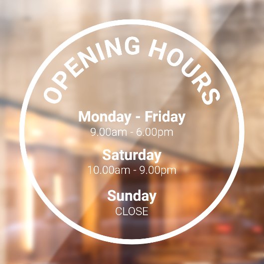 Autocollant Pour Fenêtre Heures d'ouverture | Heures d'ouverture d'affaires (Feuille 2)
