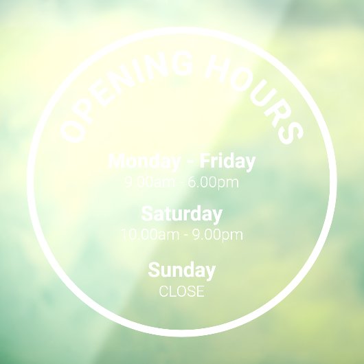 Autocollant Pour Fenêtre Heures d'ouverture | Heures d'ouverture d'affaires (Feuille 3)