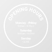 Autocollant Pour Fenêtre Heures d'ouverture | Heures d'ouverture d'affaires (Feuille)