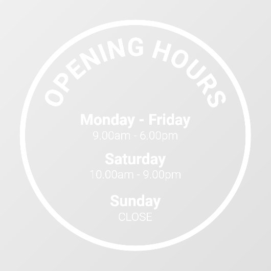 Autocollant Pour Fenêtre Heures d'ouverture | Heures d'ouverture d'affaires (Feuille)
