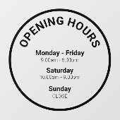 Autocollant Pour Fenêtre Heures d'ouverture | Heures d'ouverture de l'entre (Feuille)