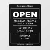 Autocollant Pour Fenêtre Heures d'ouverture | Heures d'ouverture de l'entre (Feuille)