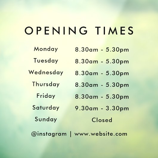 Autocollant Pour Fenêtre Heures d'ouverture | Heures d'ouverture des affair (Feuille 3)