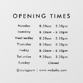 Autocollant Pour Fenêtre Heures d'ouverture | Heures d'ouverture des affair (Feuille)