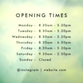 Autocollant Pour Fenêtre Heures d'ouverture | Heures d'ouverture des affair (Feuille 3)