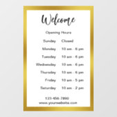 Autocollant Pour Fenêtre Heures d'ouverture Heures d'ouverture White & Gold (Feuille)