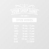 Autocollant Pour Fenêtre Heures d'ouverture ID872 (Feuille)