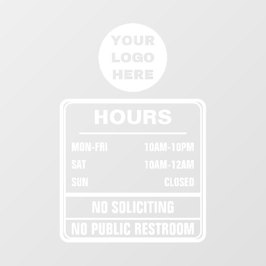 Autocollant Pour Fenêtre Heures d'ouverture Interdiction de solliciter Logo (Feuille)