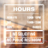 Autocollant Pour Fenêtre Heures d'ouverture Interdiction de solliciter Toil (Feuille 2)