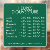 Autocollant Pour Fenêtre Heures d'ouverture - Inverser (Feuille 2)