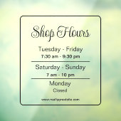 Autocollant Pour Fenêtre Heures d'ouverture l Heures d'affaires de script n (Feuille 3)