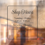 Autocollant Pour Fenêtre Heures d'ouverture l Heures d'affaires de script n (Feuille 2)