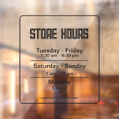 Autocollant Pour Fenêtre Heures d'ouverture l Heures de travail professionn (Feuille 2)