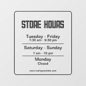 Autocollant Pour Fenêtre Heures d'ouverture l Heures d'ouverture de l'entre (Feuille)