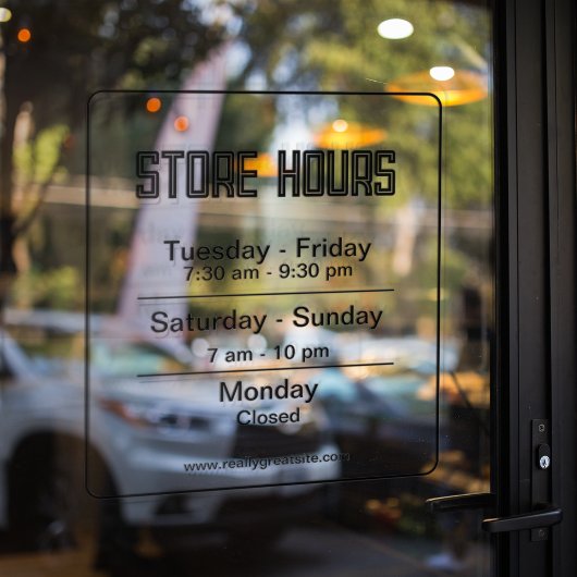 Autocollant Pour Fenêtre Heures d'ouverture l Heures d'ouverture de l'entre