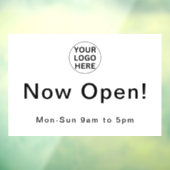 Autocollant Pour Fenêtre Heures d'ouverture l Logo d'affaires noir et blanc (Feuille 3)