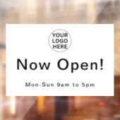 Autocollant Pour Fenêtre Heures d'ouverture l Logo d'affaires noir et blanc (Feuille 2)