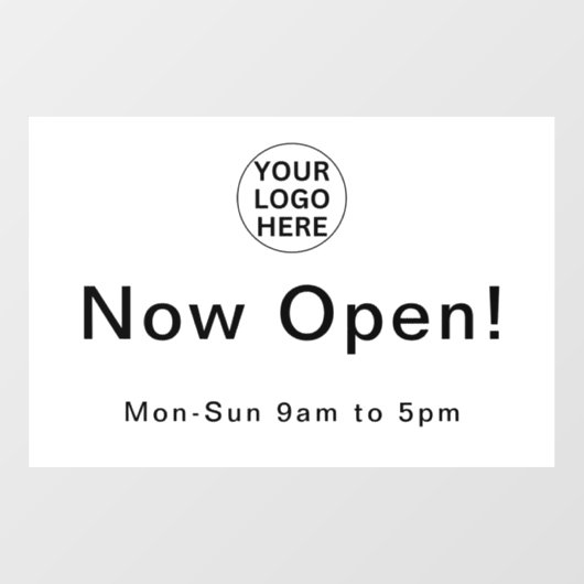 Autocollant Pour Fenêtre Heures d'ouverture l Logo d'affaires noir et blanc (Feuille)