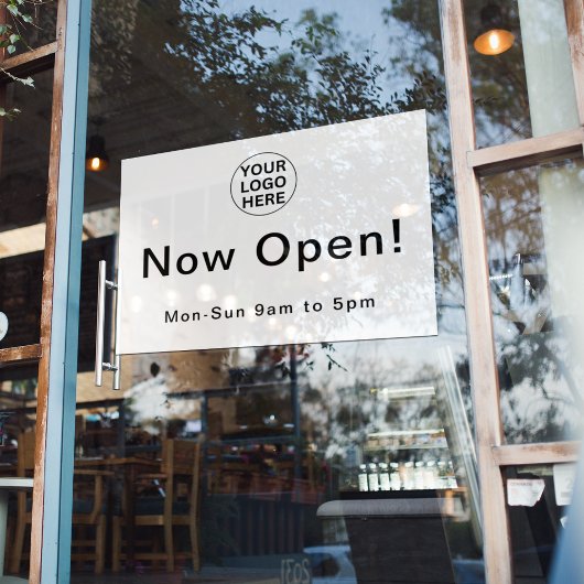 Autocollant Pour Fenêtre Heures d'ouverture l Logo d'affaires noir et blanc