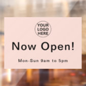 Autocollant Pour Fenêtre Heures d'ouverture l Logo de l'entreprise Rose Pâl (Feuille 2)
