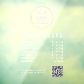 Autocollant Pour Fenêtre Heures d'ouverture Logo Code QR Écriture Blanche (Feuille 3)