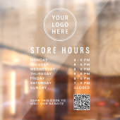 Autocollant Pour Fenêtre Heures d'ouverture Logo Code QR Écriture Blanche (Feuille 2)